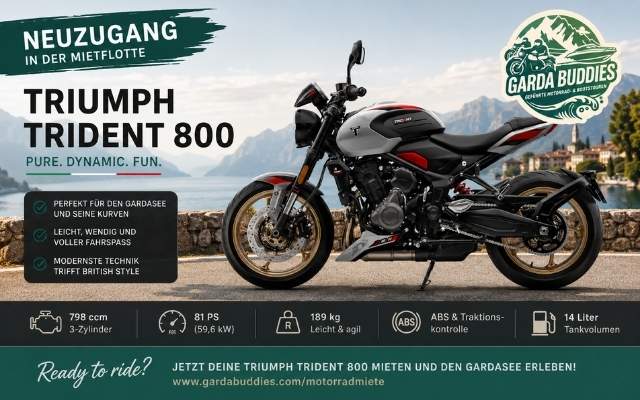 Triumph Trident 800 Mietmotorrad am Gardasee bei GARDA BUDDIES